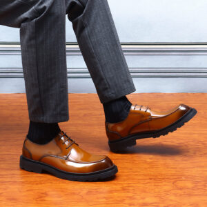 [Non] Internet Celebrity Business Formal Round Toe Casual Shiny Leather Thick Soled Men's Shoes - Schuhe | Technik & Gadgets