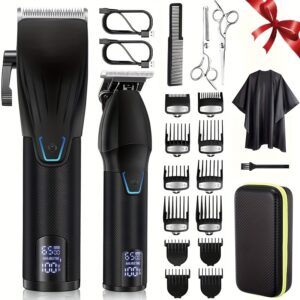 Hair Clipper and Hair Trimmer Kit Professional Hair Clippers for Men Cordless Barber Clippers Machine Rechargeable Outline...