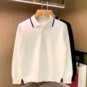 Minimally Casual Men's Clothing High-end Feel Rugged Handsome Style. Knitted Sweater For Autumn, Top With A Collar And - H...
