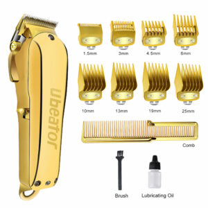 Ubeator Hair Cutting Hine Gold Metal Barbershop Cutter Haircut Cordless Clipper Hair Trimmer 100-240V Cut Electric - Körpe...
