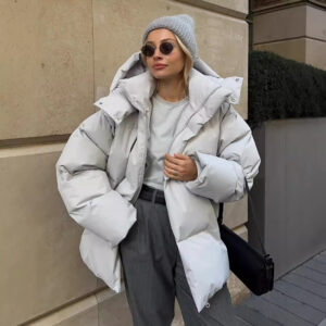 Women's Clothing Winter Cotton Jacket Loose Cotton Jacket Solid Color Hooded Cotton Coat - Damenbekleidung