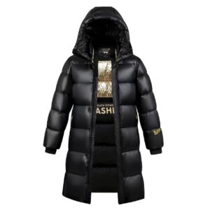 2026 Fashion Keep Warm Cold Resistance Outerwear Women/Men White Duck Down Polished Surface Thicken Zipper Hooded Black Go...