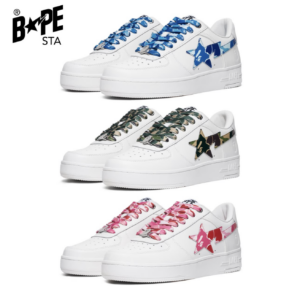A BATHING-APE Classic Lacquer Leather Double Splicing Trendy Fashion Board Shoes Air Force No.1 Board Shoes Men's And Wome...