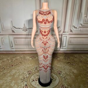 Women's Clothing Luxury Diamond Cocktail Party Fashion Dress Adult Model Catwalk Trendy Clothing Company Annual Meeting Dr...