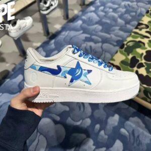 A BATHING-APE Classic Double Sided Splicing Trendy Fashion Board Shoes Tri Color Camouflage Air Force No.1 Board Shoes Men...