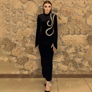 INS Autumn And Winter High Neck Rhinestone Long Sleeved Bandage Fashionable Tight Party Dress - Damenbekleidung