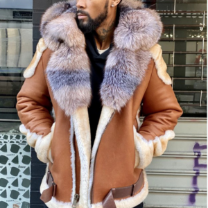 Men's clothing brown fleece large fur collar with pile thickening - Herrenbekleidung | Technik & Gadgets
