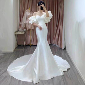 Women's Clothing bride wedding elegant waist fishtail one shoulder dress - Damenbekleidung | Technik & Gadgets
