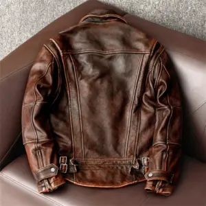 Men Genuine Leather Jacket Vintage Brown 100% Cowhide Coat Man Slim Fashion Biker Clothing Asian Size S6XL M697 Drop - Her...