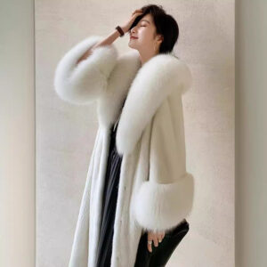 Women's Clothing mink fur coat women's stylish mink fur coat long mink fur coat fox fur collar plus size - Damenbekleidung