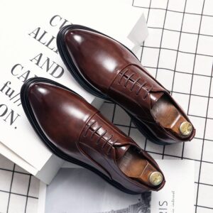 Men's Fashion Brown Business Derby Shoes New Lace-up Banquet Dress Shoes Office Black Wedding Groom Men's Shoes - Schuhe