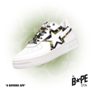A BATHING-APE Classic Lacquer Leather Double Splicing Trendy Fashion Board Shoes Air Force No.1 Board Shoes Men's And Wome...