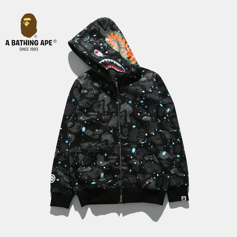 A BATHING APE ABC CAMO High Quality Pure Cotton Version Luminous Series Hoodie SHARK FULL ZIP HOODIE MENS AND WOMEN Starry...
