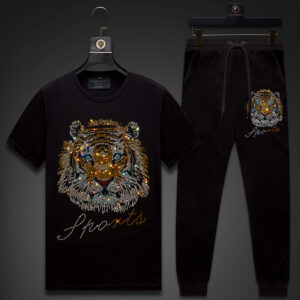 Men's Clothing Men's Casual Suit Hot Diamond Tiger Head Ice Mercerized Cotton Men's Clothing New Short Sleeved T Shirt Men...