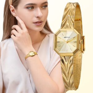 BERNY Gold Watches For Women Dainty Luxury Diamond Ladies Analog Quartz Wrist Watch Stainless Steel Waterproof Fashion Min...