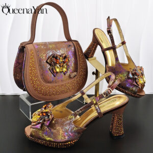 Colorful Textures Shoe And Bag Set For Women With Exquisite Rhinestone Buckles And Heels - Taschen | Technik & Gadgets