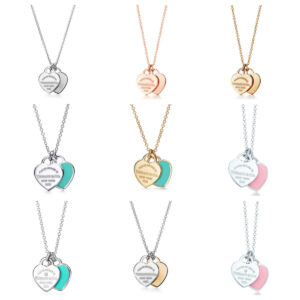 T Brand Classic Double 2026 New Model Heart Pendant For Women Red Green Pink Enamel Necklace Light Simple - Geschenke