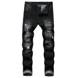 Men's Clothing Men's Ripped Straight Leg Slim Fit Non Stretch Jeans Ripped Men's Light Colored Denim Trousers Denim - Herr...
