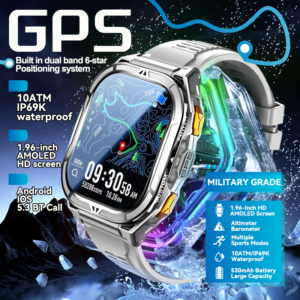 New Men GPS Smart Watch 5ATM Waterproof Altimeter Compass 530mAh Battery 1.96-inch HD Call Sports Watches For Huawei Xiaom...
