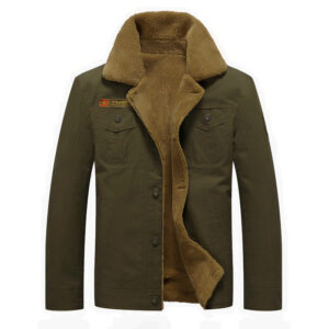 Winter casual cotton single breasted youth side seam insert bag thickened combined green solid color jacket - Herrenbeklei...