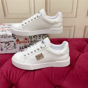 New Leather DG Couple's Round Headed Flat White Shoes, Trendy Casual Sports Board Shoes - Schuhe | Technik & Gadgets