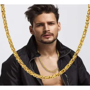 2019 High quality Byzantine Box Statement Men Gold Sier 4MM Stainless Steel Choker Necklace Chain8319139 - Geschenke