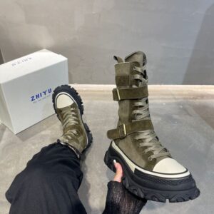 P5 Luji European Station Leather Martin Women's 2022 Autumn New Ins Tide Thick Bottom Increased Niche Motorcycle Boots - S...
