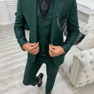 2024 Green Peak Lapel Slim Fit Men Suits 3 Pieces Tuxedos Terno Masculino Blazer Sets Groom Wedding Prom Costume Homme - H...