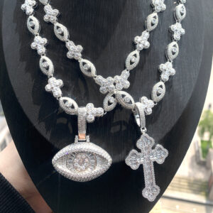 European And American New Style Eye Cross Zircon Pendant Hip Hop Rap Punk Trendy Men's Full Diamond Necklace - Geschenke