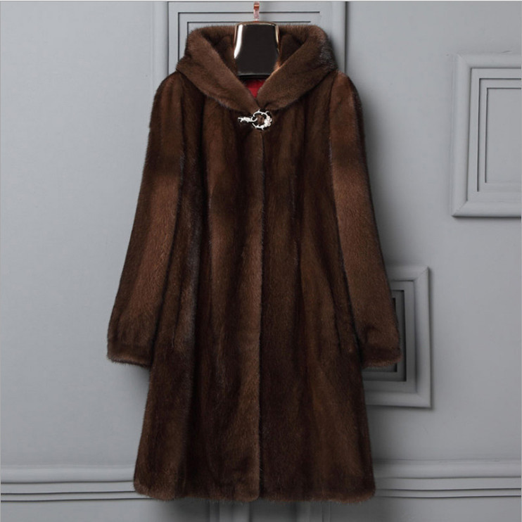 Luxury Faux Mink Fur Coat For Women, Long Hooded Winter Coat With Elegant Embroidery, Plus Size Available In Black & Brown...