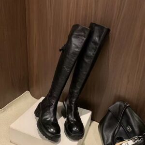 Sheii Su Yinyin Annual Combat ~ Round Toe Wrinkled Thick Heel Mid-Calf Women's Riding Boots - Schuhe | Technik & Gadgets
