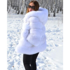 Women's clothing Haining imitation fur new imitation fox fur hooded women's coat mid-length long-sleeved cardigan wholesal...