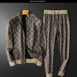 Men's Clothing Autumn And Winter Long Sleeve Jacket Suit Men's Light Luxury Trendy Casual Sports Pants Two Piece Suit - He...
