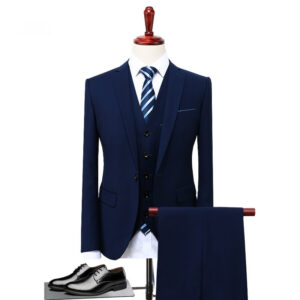 Men's Foreign Trade Bridal Shop New Suit Suit Three-piece Business Casual Korean Version Slim Groom Professional Suit - He...