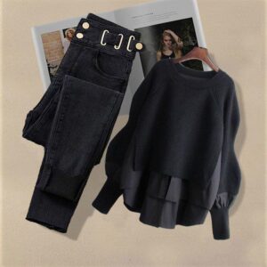 Women's Clothing New Style Outfit Design Two Piece Tops For Women With Jeans Two Piece Suit - Damenbekleidung