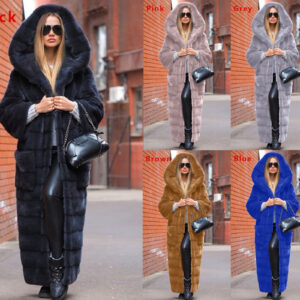Women's Clothing 2024 Autumn and Winter Luxury Solid Color Fur Coat Hooded Cotton padded Coat Thickened and Lengthened Plu...