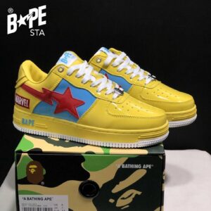 A BATHING-APE Classic Marvel-Lacquer Leather Splicing Fashion Board Shoes Air Force No.1 Board Shoes Unisex - Schuhe