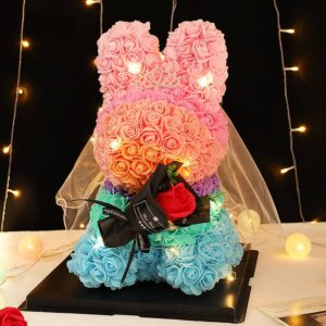 520 Chinese Valentine's Day Gift Preserved Flower Rabbit Doll For Girlfriend's Birthday TikTok Same Creative Ornaments Ros...