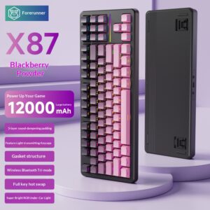 EWEADN X87 Custom Mechanical Keyboard - Gasket Mount, Side-Lit, Wireless Triple Mode (Bluetooth/2.4G/Wired), Mahjong Sound...