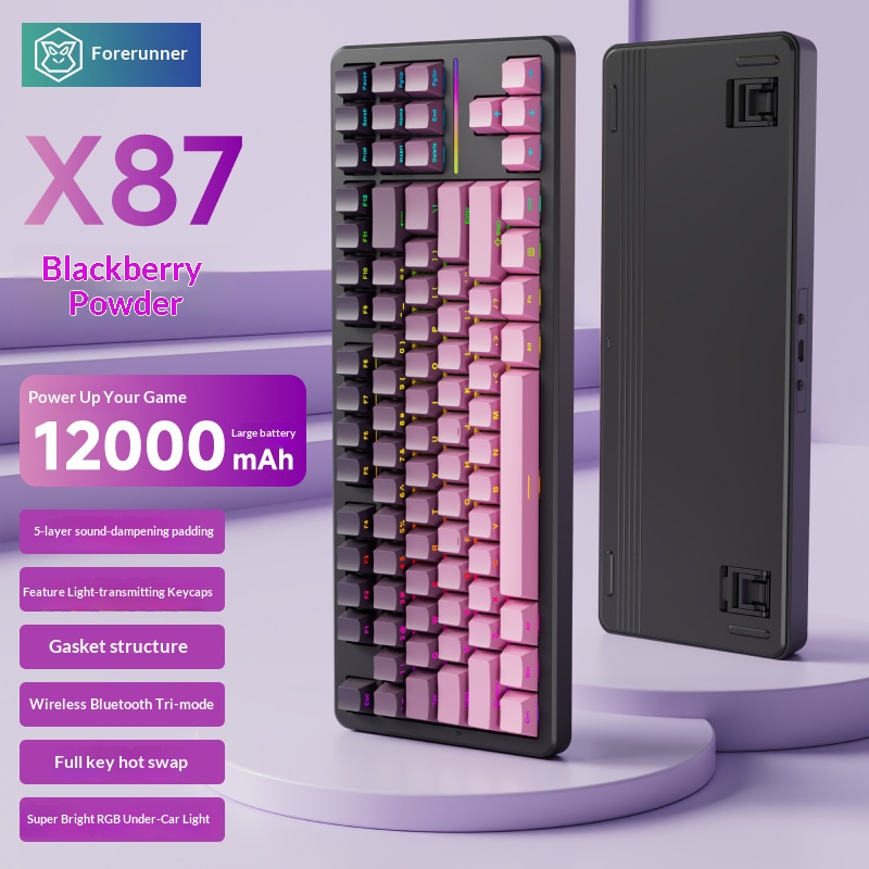EWEADN X87 Custom Mechanical Keyboard - Gasket Mount, Side-Lit, Wireless Triple Mode (Bluetooth/2.4G/Wired), Mahjong Sound...