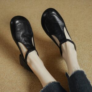 【Full Leather Inside And Out】Cameido Vintage Mary Jane Shoes For Women, British Style Autumn Leather T-bar Shoes 2025 - Sc...