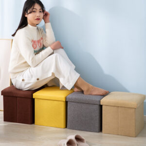 Foldable Storage Ottoman – Square Fabric Storage Bench For Home, Office & Entryway (31x31x31cm, 30L Capacity, Holds 100kg)...