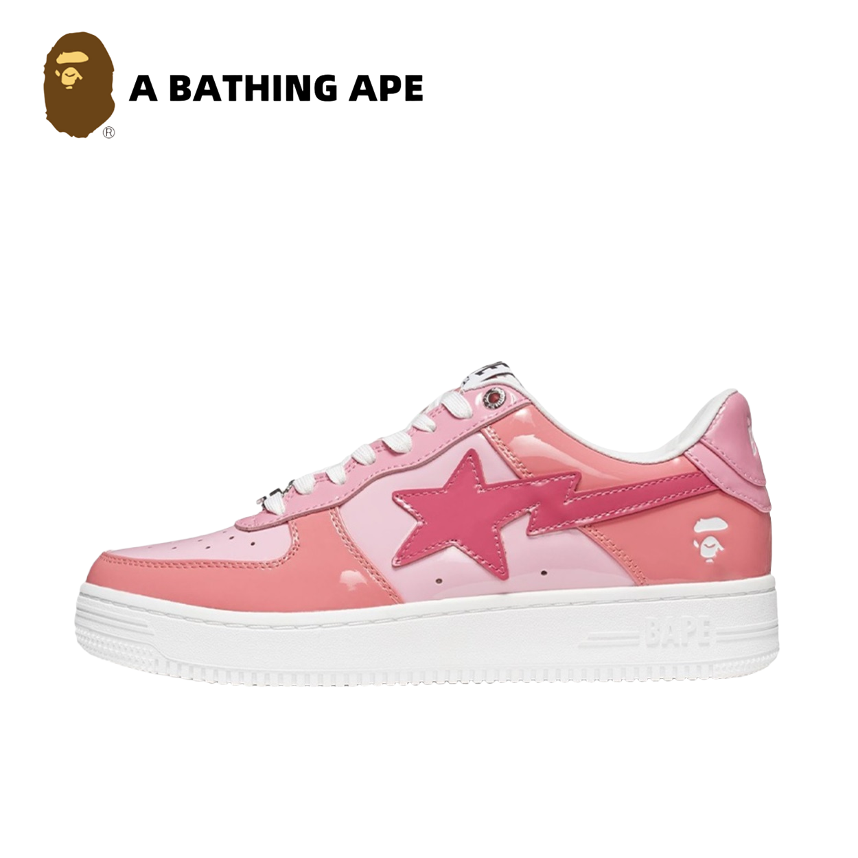 A BATHING-APE Classic Lacquer Leather Double Splicing Trendy Fashion Board Shoes Air Force No.1 Board Shoes Men's And Wome...