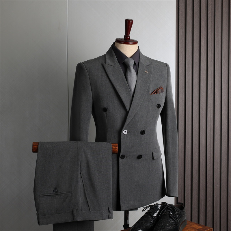 Men's Clothing Suit Double Row Men, Formal Attire Business, Leisure, Fashion, Korean Version, Slim Fit, Large Size, Banque...