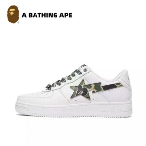 A BATHING-APE Classic Lacquer Leather Double Splicing Trendy Fashion Board Shoes Air Force No.1 Board Shoes Men's And Wome...