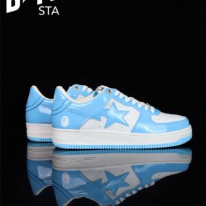 A BATHING-APE Classic Lacquer Leather Splicing Fashion Board Shoes Air Force No.1 Board Shoes Men And Women 22 Color Optio...