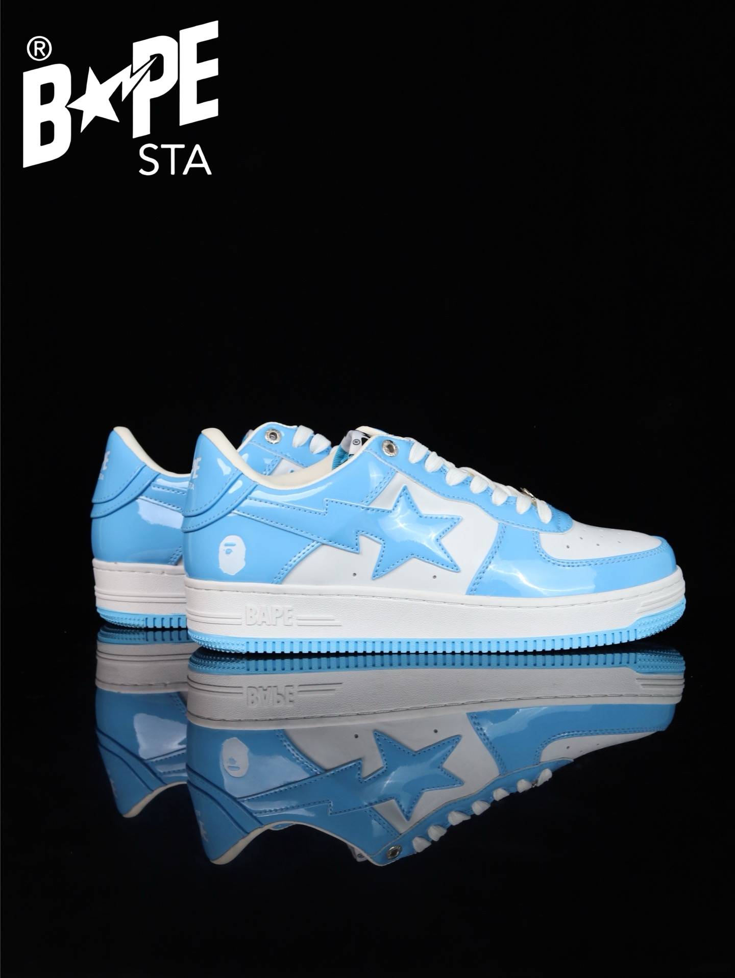 A BATHING-APE Classic Lacquer Leather Splicing Fashion Board Shoes Air Force No.1 Board Shoes Men And Women 22 Color Optio...