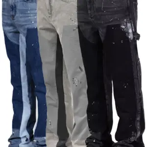 Jeans Men's Work Fashion Stretch Patch Denim Stacked Flare Pants - Herrenbekleidung | Technik & Gadgets