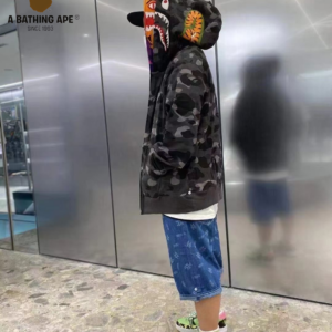 A BATHING APE ABC CAMO High Quality Pure Cotton Version Tiger Head Double Hat SHARK FULL ZIP HOODIE MENS AND WOMEN Black&R...