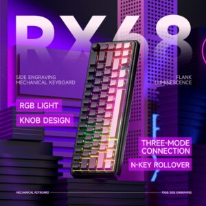 Zifriend RX68 Mechanical Keyboard RGB Wireless Bluetooth Three-mode Hot-swappable Side-engraved Game Customized Keyboard -...